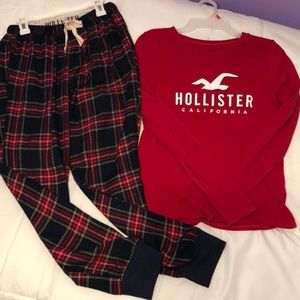Hollister flannel pj set